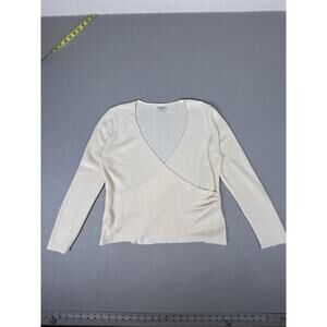 J.Jill Silk blend blend long sleeve v-neck faux wrap knit sweater SP
